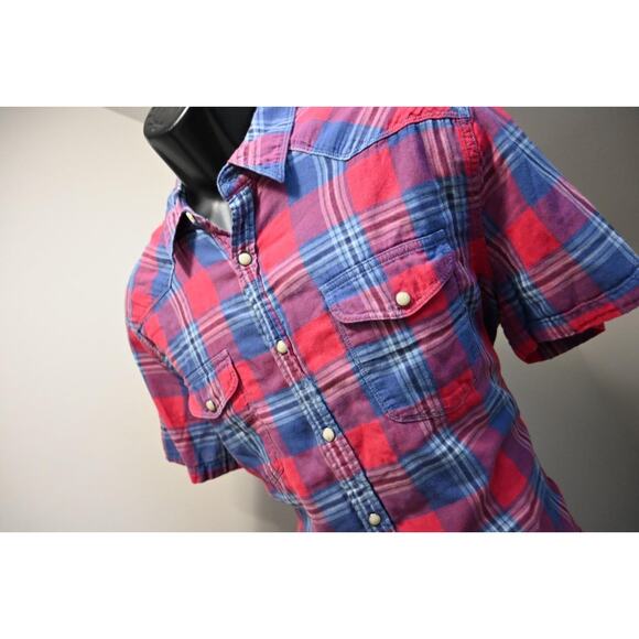 Lucky Brand Western Pearl Snaps Shirt Classic Fit Plaid Mens Size Large - Picture 1 of 7
